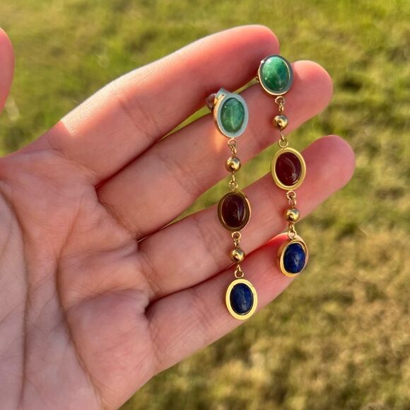 Anthropologie Multicolored Dangle Earrings With Gold Plating - Picture 7 of 10